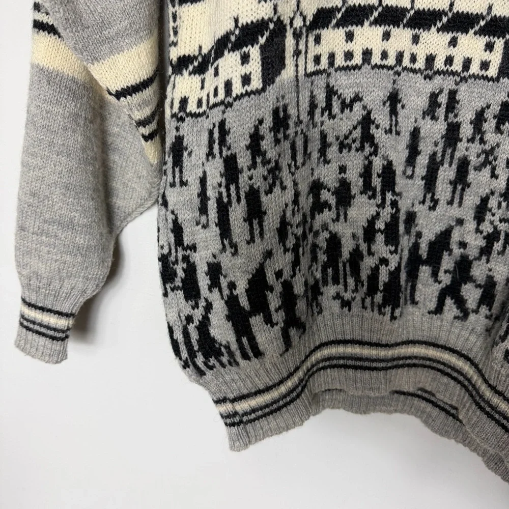 Vintage Westmorland Knit 100% Wool Sweater City Neutrals Crewneck Size Large *O - Picture 7 of 14